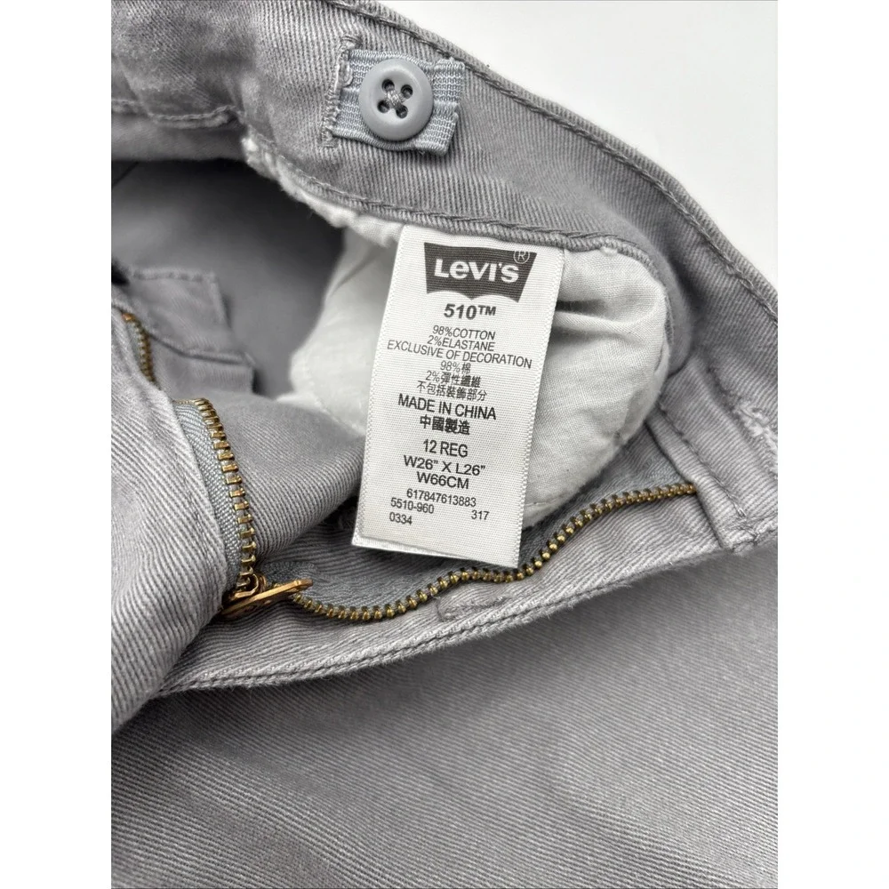Levi's Strauss 510 Skinny Jeans Black Label Gray 26W 26L 98%‎ Cotton 2% Elastane